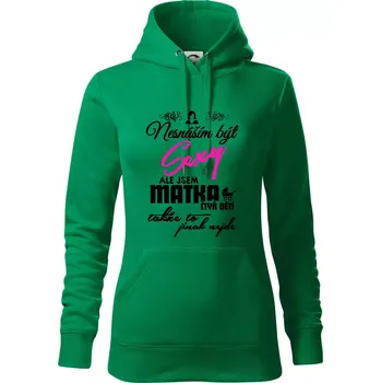 Dámská mikina Nesnáším být sexy matka 4 dětí - Mikina dámská Cape s kapucí - L ( Středně zelená )