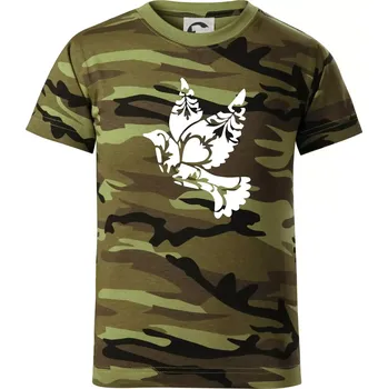 Chlapecké oblečení Ptáček vzorovaný - Dětské maskáčové triko - 134 cm/8 let ( Zelený maskáč )