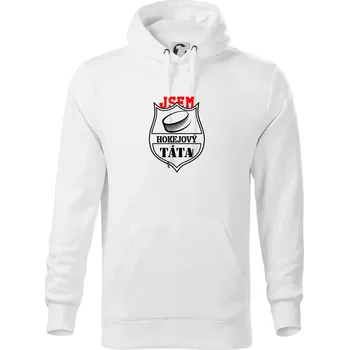 Pánská mikina Hokejový táta - puk - Mikina pánská Cape s kapucí - 3XL ( Bílá )