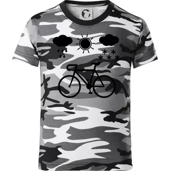 Chlapecké tričko Cyklista za každého počasí - Dětské maskáčové triko - 122 cm/6 let ( Šedý maskáč )