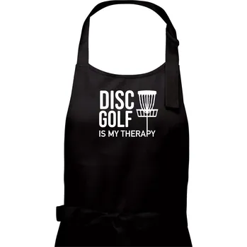 Kuchyňská zástěra Disc golf is my therapy - Pánská zástěra na vaření - Univerzální velikost ( Černá )