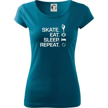 Eat sleep skate - lední bruslení - Dámské triko Pure - XS ( Petrolejová )