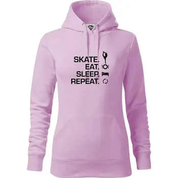 Dámská mikina Eat sleep skate - lední bruslení - Mikina dámská Cape s kapucí - XS ( Orchid )