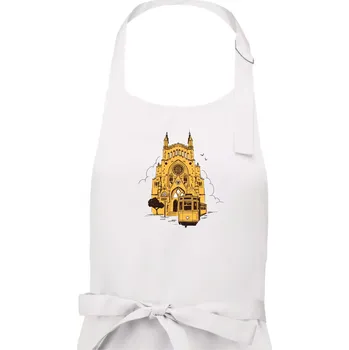 Kuchyňská zástěra Mallorca - katedrála a tramvaj - Pánská zástěra na vaření - Univerzální velikost ( Bílá )