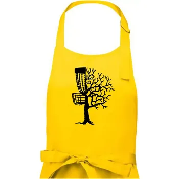 Kuchyňská zástěra Disc golf pozor strom - Pánská zástěra na vaření - Univerzální velikost ( Žlutá )