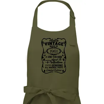 Kuchyňská zástěra Vintage Etiketa - 1961 - Dámská zástěra na vaření - Univerzální velikost ( Khaki )