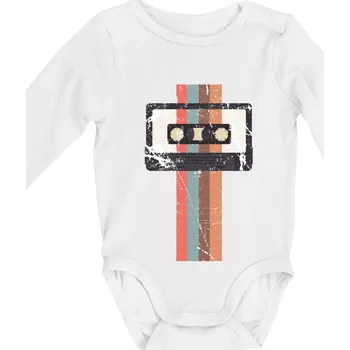 Kojenecký body Retro kazeta - pruhy - Body kojenecké s dlouhým rukávem - Dlouhý r. do 3 měs ( Bílá )
