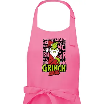 Kuchyňská zástěra Grinch Xmas - Pánská zástěra na vaření - Univerzální velikost ( Růžová )