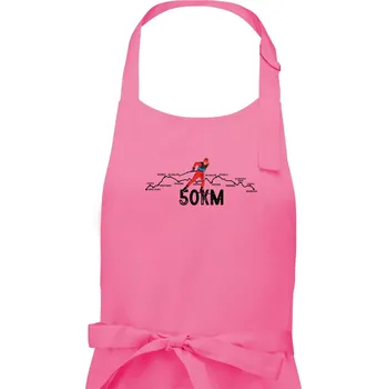 Kuchyňská zástěra 50km po Jizerkách - Pánská zástěra na vaření - Univerzální velikost ( Růžová )