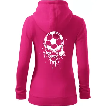 Dámská mikina Fotbal lebka splash - Dámská mikina trendy zipper s kapucí - M ( Purpurová )