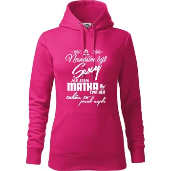 Dámská mikina Nesnáším být sexy matka 4 dětí - Mikina dámská Cape s kapucí - XL ( Purpurová )
