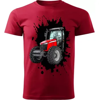 Pánské tričko Pánské tričko s traktorem Massey Ferguson 6713R tmavě červené XS (tričko s traktorem)