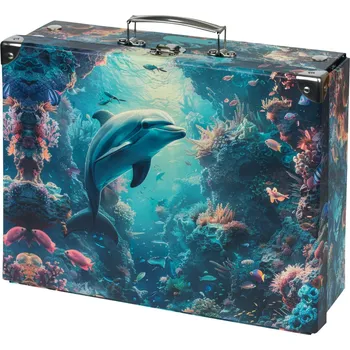 BAAGL Skládací školní kufřík 32,5 x 26 x 10,5 cm, Delfín