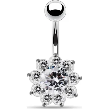 Piercing Šperky4U Stříbrný piercing do pupíku - kytička - BP01169-C