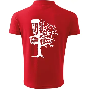 Pánská košile Disc golf pozor strom - Polokošile pánská Pique Polo 203 - 5XL ( Červená )
