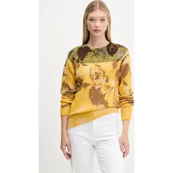 Dámský svetr Svetr z vlněné směsi Desigual ADAK dámský, žlutá barva, 25WWJF30 18X, vel. S