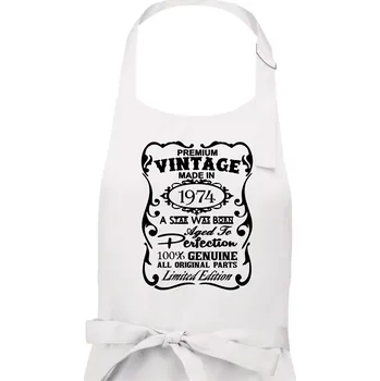 Kuchyňská zástěra Vintage Etiketa - 1974 - Pánská zástěra na vaření - Univerzální velikost ( Bílá )