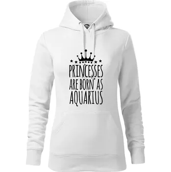 Dámská mikina Princesses are born as Aquarius - Vodnář - Mikina dámská Cape s kapucí - XL ( Bílá )