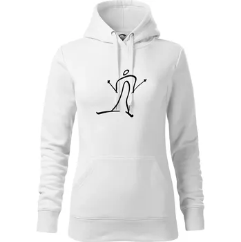 Dámská mikina Běžkař kreslený - Mikina dámská Cape s kapucí - XL ( Bílá )