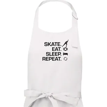 Kuchyňská zástěra Eat sleep skate - lední bruslení - Pánská zástěra na vaření - Univerzální velikost ( Bílá )