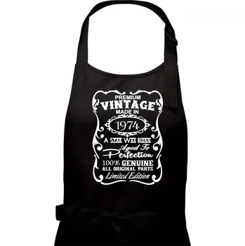 Kuchyňská zástěra Vintage Etiketa - 1974 - Pánská zástěra na vaření - Univerzální velikost ( Černá )