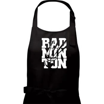 Kuchyňská zástěra Badminton nápis - Pánská zástěra na vaření - Univerzální velikost ( Černá )