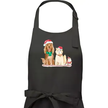 Kuchyňská zástěra Veselé vánoce - pes, křeček a kočka - Dámská zástěra na vaření - Univerzální velikost ( Tmavá břidlice (šedá se zeleným nádechem) )