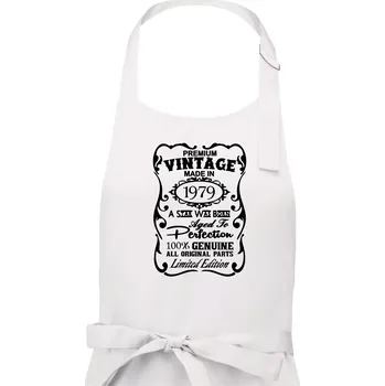 Kuchyňská zástěra Vintage Etiketa - 1979 - Dámská zástěra na vaření - Univerzální velikost ( Bílá )