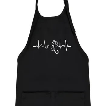 Kuchyňská zástěra Ekg rybaření - Dětská zástěra na vaření - Univerzální velikost ( Černá )
