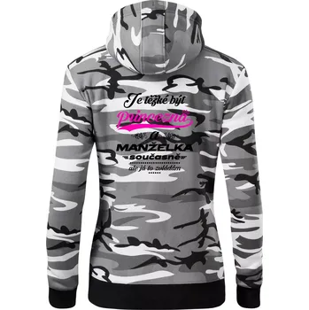 Dámská mikina Je těžké být princezna - manželka - Dámská mikina trendy zipper s kapucí - XS ( Šedý maskáč )