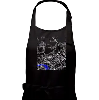 Kuchyňská zástěra Praha 18200 - Mapa s vodními toky - Pánská zástěra na vaření - Univerzální velikost ( Černá )