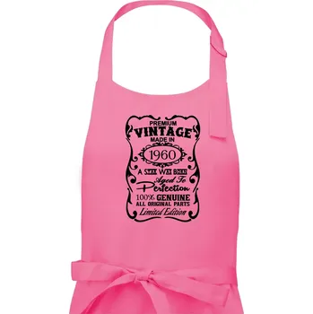 Kuchyňská zástěra Vintage Etiketa - 1960 - Dámská zástěra na vaření - Univerzální velikost ( Růžová )