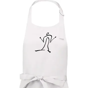 Kuchyňská zástěra Běžkař kreslený - Dámská zástěra na vaření - Univerzální velikost ( Bílá )