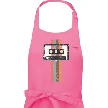 Kuchyňská zástěra Retro kazeta - pruhy - Pánská zástěra na vaření - Univerzální velikost ( Růžová )