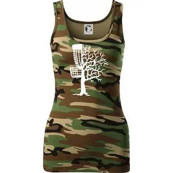 Dámské tričko Disc golf pozor strom - Dámské Maskáčové tílko - S ( Hnědý maskáč )