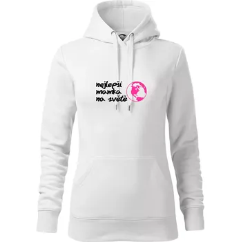 Dámská mikina Nejlepší mamka na světě - Mikina dámská Cape s kapucí - S ( Bílá )