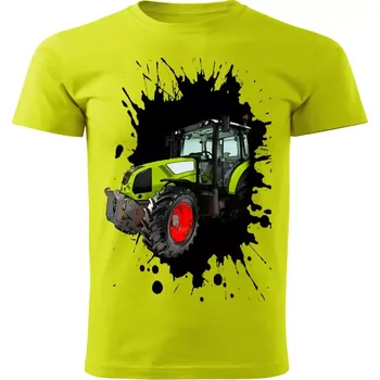 Pánské tričko Pánské tričko s traktorem Claas Arion 400 limetkové 3XL (tričko s traktorem)