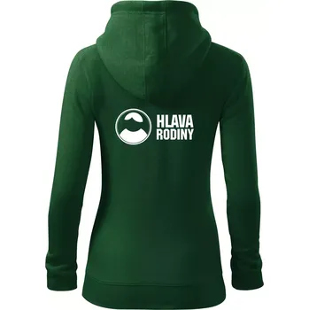 Dámská mikina Hlava rodiny - Dámská mikina trendy zipper s kapucí - 2XL ( Lahvově zelená )