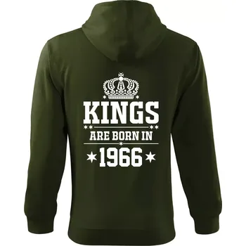 Pánská mikina Kings are born in 1966 - Mikina s kapucí na zip trendy zipper - M ( Military )
