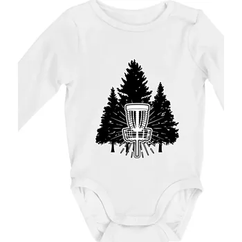 Kojenecký body Disc golf stromy - Body kojenecké s dlouhým rukávem - Dlouhý r. 3-6 měs ( Bílá )