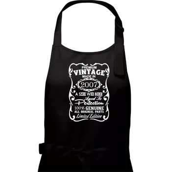 Kuchyňská zástěra Vintage Etiketa - 2007 - Pánská zástěra na vaření - Univerzální velikost ( Černá )