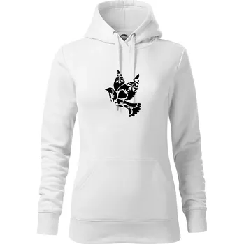 Dámská mikina Ptáček vzorovaný - Mikina dámská Cape s kapucí - L ( Bílá )