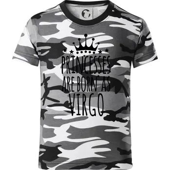 Chlapecké oblečení Princesses are born as Virgo - Panna - Dětské maskáčové triko - 146 cm/10 let ( Šedý maskáč )