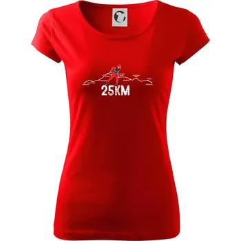 Dámské tričko 25km po Jizerkách - Dámské triko Pure - S ( Červená )