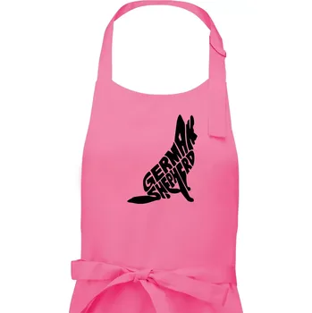 Kuchyňská zástěra Německý ovčák sedící napis - Pánská zástěra na vaření - Univerzální velikost ( Růžová )