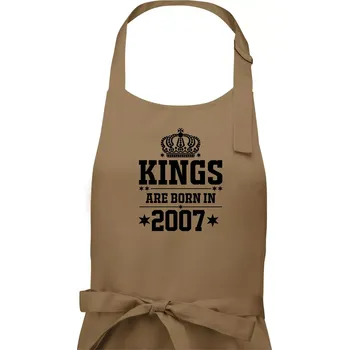 Kuchyňská zástěra Kings are born in 2007 - Pánská zástěra na vaření - Univerzální velikost ( Cappuccino )