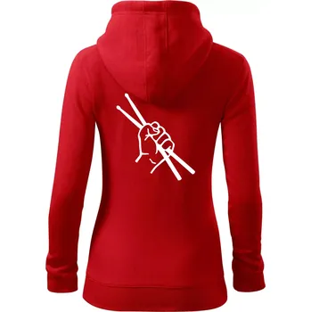 Dámská mikina Paličky ruka - Dámská mikina trendy zipper s kapucí - L ( Červená )