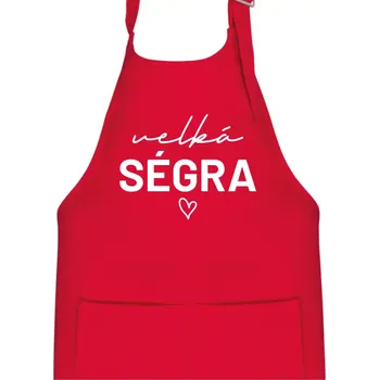 Kuchyňská zástěra Velká ségra - nápis na prsou - Dětská zástěra na vaření - Univerzální velikost ( Červená )