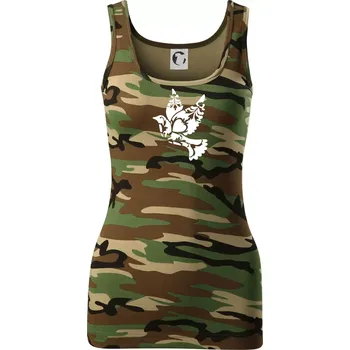 Dámské tričko Ptáček vzorovaný - Dámské Maskáčové tílko - M ( Hnědý maskáč )