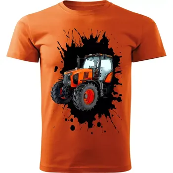 Pánské tričko Pánské tričko s traktorem KUBOTA oranžové M (tričko s traktorem)